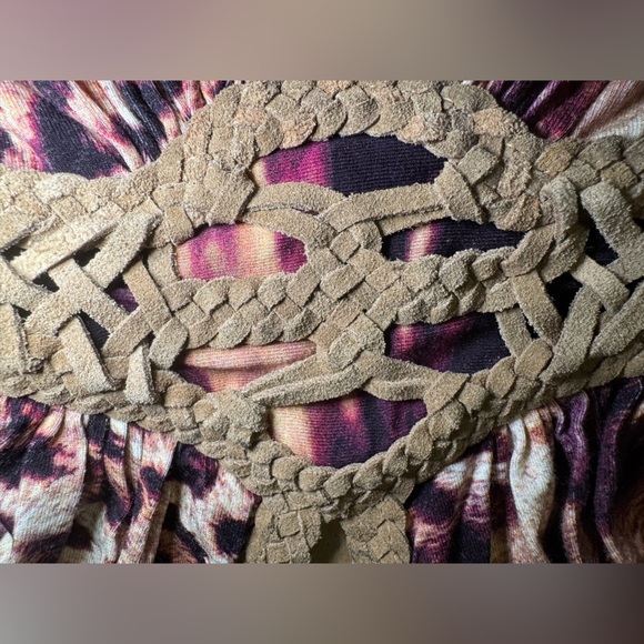 Sky Top Western Leopard Chic Leather Halter Top Strappy halter tie straps XS y2k - Picture 4 of 16